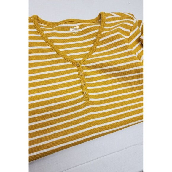 Duluth Womens Gold & White Striped Long Sleeve Henley Top - Picture 5 of 8